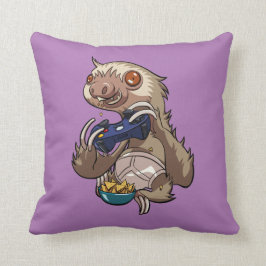 Cojín Decorativo Gamer Sloth comiendo nachos en Personalizado de ro