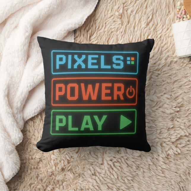 Cojín Decorativo Gaming Pillow – Pixels Power Play Neon Gamer Decor (Manta)