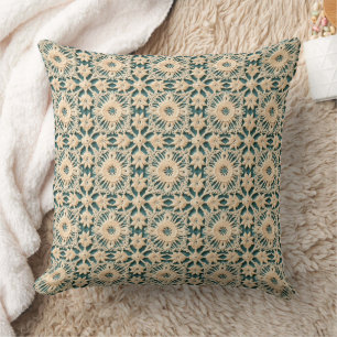 Cojín Decorativo Ganchillo de marfil con revestimiento azul