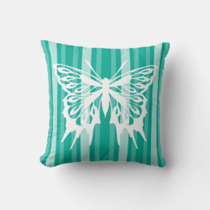 Cojín Decorativo Gancho victoriano Aqua con mariposa