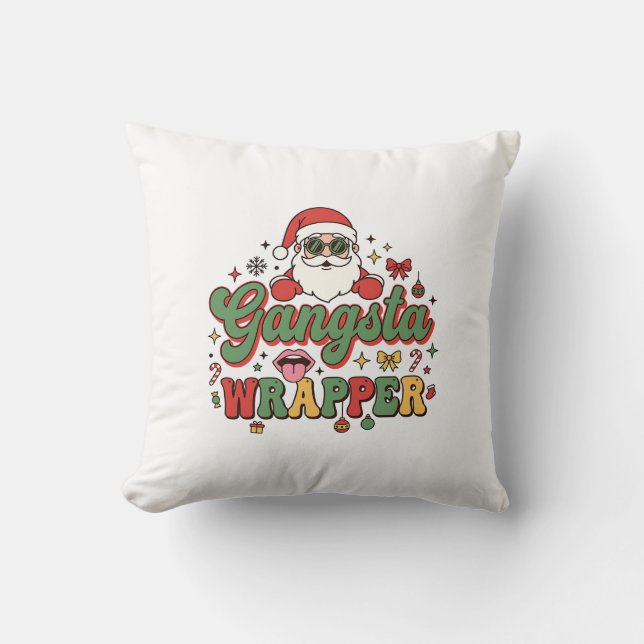 Cojín Decorativo Gangsta Wrapper Santa Navidad (Anverso)