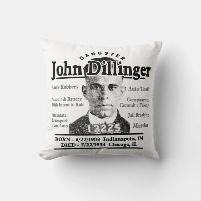 Cojín Decorativo Gángster John Dillinger (Anverso)