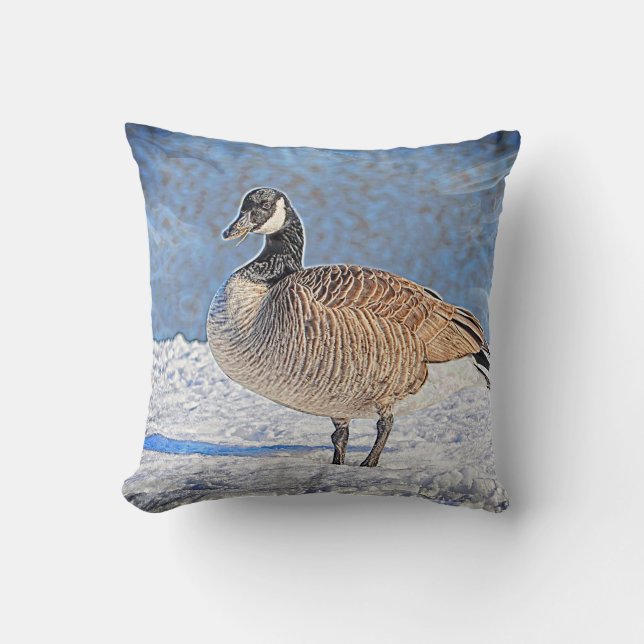 Cojín Decorativo Ganso canadiense en la nieve (Anverso)