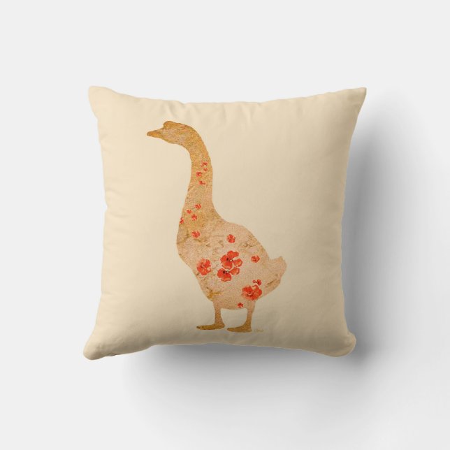 Cojín Decorativo Ganso de amapola roja (Reverso)