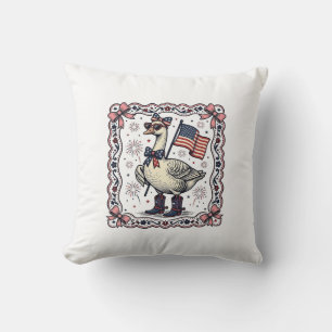 Cojín Decorativo Ganso Patriótico Grabado Antiguo