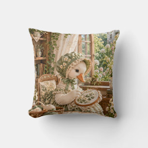 Cojín Decorativo Ganso Sabio Bordado Floral Cottage