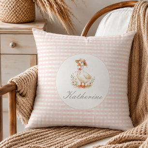 Cojín Decorativo Ganso Tonto Elegante Rosa Nombre Personalizado Chi