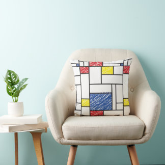 Cojín Decorativo Garabatos minimalistas de Mondrian Arte moderno De