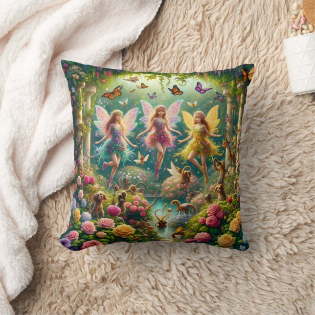 Cojín Decorativo Garden Fairies Enchanted Bloom Trio Square Pillow (Manta)