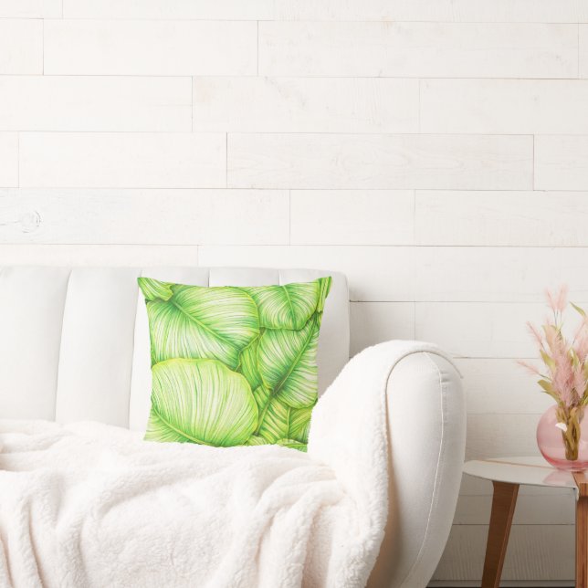 Cojín Decorativo Garden Leaves Illustration Throw Pillow (Sofá)