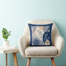 Cojín Decorativo Gardens Syracuse Abstract Navy Leaf Cushion