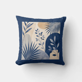 Cojín Decorativo Gardens Syracuse Abstract Navy Leaf Cushion