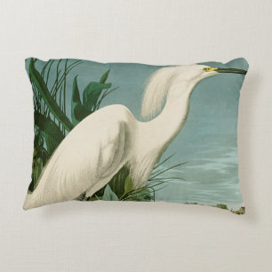 Cojín Decorativo Garza Blanca de Audubon Ave Birding
