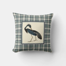 Cojín Decorativo Garza vintage con borde de plástico azul de la mar