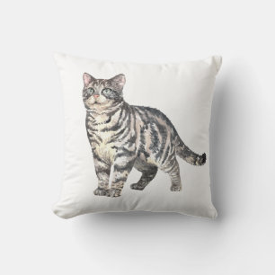 Cojín Decorativo Gata Adorable Mamá Gato Gris Plateado Gatito Gris