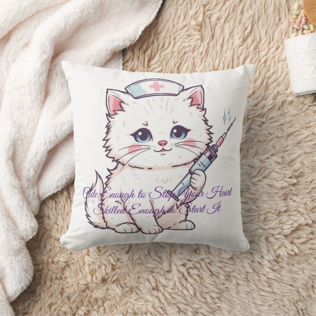 Cojín Decorativo Gata Enfermera Personalizada (Manta)