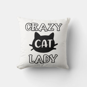 Cojín Decorativo Gata Loca Madre Gatita Gatito Lindo Negro Blanco