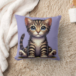 Cojín Decorativo Gatito Adorable De Tabby Con Ojos Azules