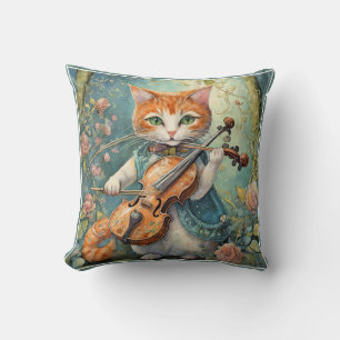 Cojín Decorativo Gatito Adorable Tocando el Violín