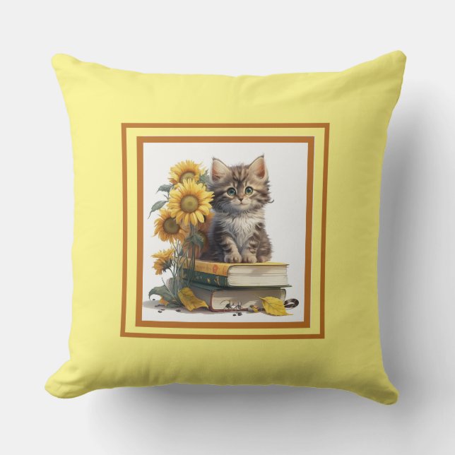 Cojín Decorativo Gatito Amarillo Dulce (Anverso)