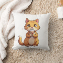 Gatito bebiendo café