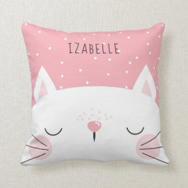 Cojín Decorativo Gatito blanco - Decoración de guardería - Nombre