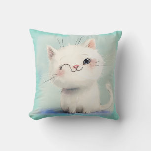 Cojín Decorativo Gatito blanco lindo