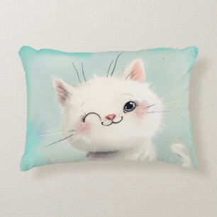 Cojín Decorativo Gatito blanco lindo