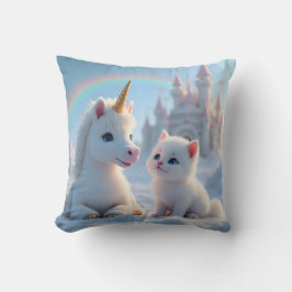 Cojín Decorativo Gatito blanco y unicornio adorables