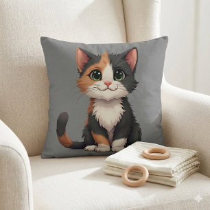 Cojín Decorativo Gatito Calico Caprichoso con Actitud