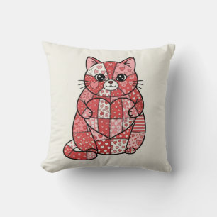Cojín Decorativo Gatito Caprichoso de Parche con Corazón Arte