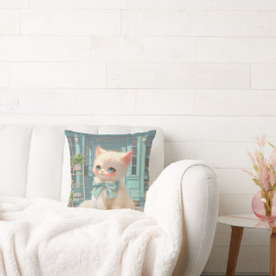 Cojín Decorativo Gatito con sabor suave y azul en pastelería