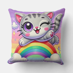 Cojín Decorativo Gatito de dibujos animados adorable saltando