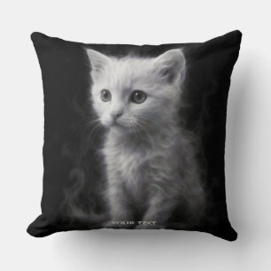 Cojín Decorativo Gatito de Humo Blanco Fantasía Lindo
