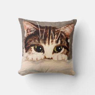 Cojín decorativo gatito de Tabby Shy y Curioso