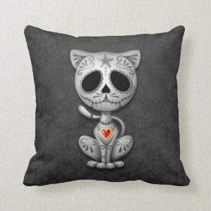 Cojín Decorativo Gatito del azúcar del zombi, oscuro