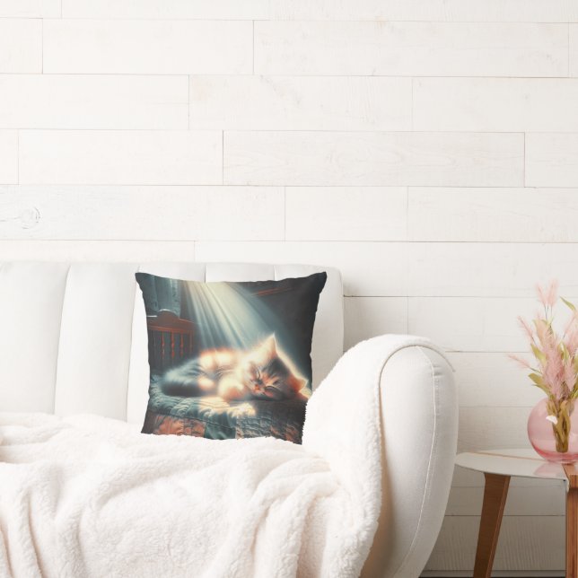 Cojín Decorativo Gatito Dormido A La Luz Del Sol (Sofá)