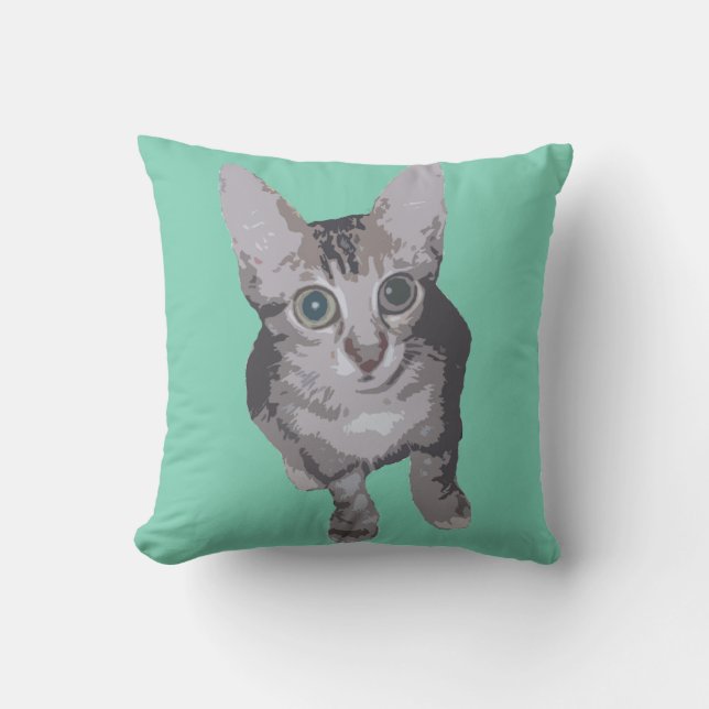Cojín Decorativo Gatito grande lindo de los ojos (Anverso)