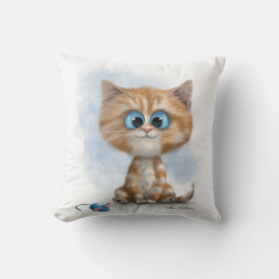 Cojín Decorativo Gatito Jengibre con Ratón Dibujo Animado