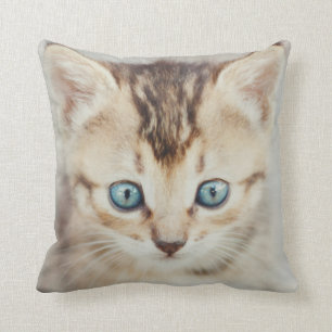 Cojín Decorativo Gatito observado azul