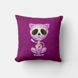 Cojín Decorativo Gatito púrpura del azúcar del zombi