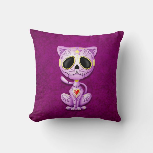 Cojín Decorativo Gatito púrpura del azúcar del zombi (Anverso)
