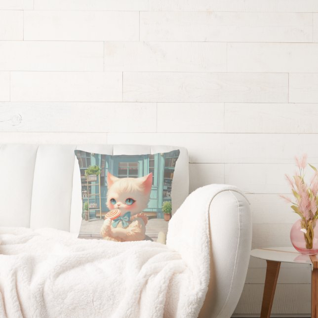 Cojín Decorativo Gatito suave con langosta en pastelería (Sofá)