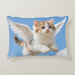 Cojín Decorativo Gatito Volador Adorable Calico Tabby Cielo Azul