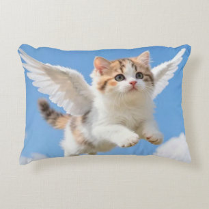 Cojín Decorativo Gatito Volador Adorable Calico Tabby Cielo Azul