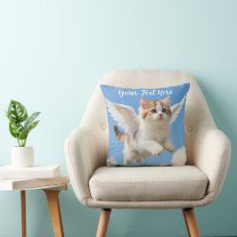 Cojín Decorativo Gatito Volador Adorable Calico Tabby Cielo Azul