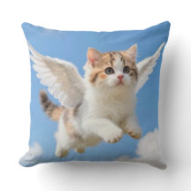 Gatito Volador Adorable Calico Tabby Cielo Azul