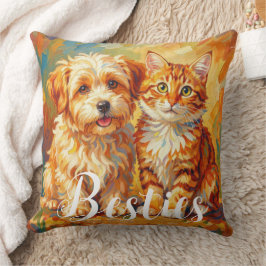 Cojín Decorativo Gatito y Cachorro: Mejores Amigos