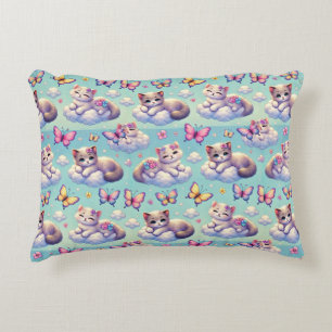 Cojín Decorativo Gatitos adorables y mariposas