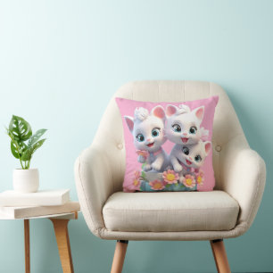 Cojín Decorativo Gatitos blancos lindos Gatos